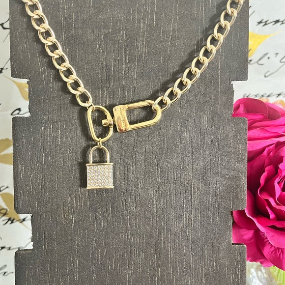 Louis Vuitton Clasp Closure Rhinestone Lock Pendant Necklace - Picture 3 of 9